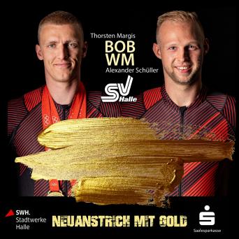 WM-Gold für Thorsten Margis und Alexander Schüller vom SV Halle. Foto/Collage/SV Halle/Deutsch 