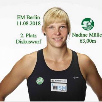 Nadine Müller holt Silbermedaille im Diskuswerfen bei der EM 2018 in Berlin